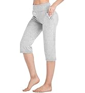 RIMLESS 7 Women's Yoga Pants with Pockets Capri Lounge Crop Pants Tummy Control Stretch Workout R...