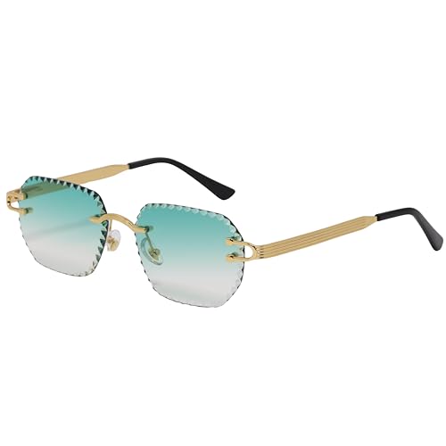 Luxury Rimless Sunglasses – Unisex Diamond Edge Cut – Fashion Gradient Design for Daily Style & Modern Look