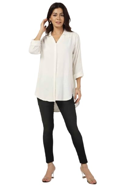 White Solid Viscose Linen Tunic-image-32