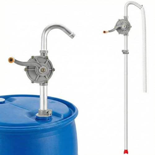 DR.tuer All-Aluminum 55 Gallon Drum Pump Manual Fuel & Oil Transfer Pump for Diesel Kerosene Hydraulic & Lubricating Oils Heavy Duty Rotary Barrel Hand Pump Fits 1555 Gal Drums