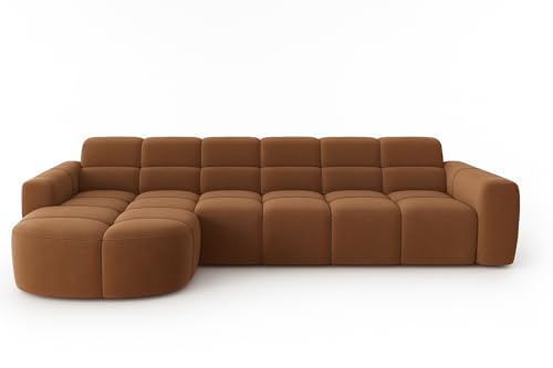 Image of LEGACY OF COMFORT Diana Modular Sectional Sofa L Shape Sofa 4 Seater Sofa Ottoman Bench As Seating for Living Room Hotel (Brown)