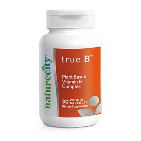 NatureCity True-B Plant-Based Super B Vitamin Complex Supplement |Made from Certified Oraganic Whole Food Plant Sources with Active Folate and Vitamin B12 - (30 Veggie Capsules) Cover