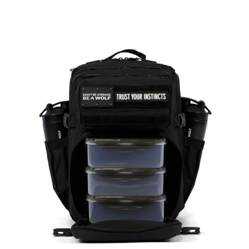 25L Meal Prep Management (Alpha Black Meal Prep Management) Lunch Box, Cooler, Travel, Insulated Bag, Daypack WOLFpak