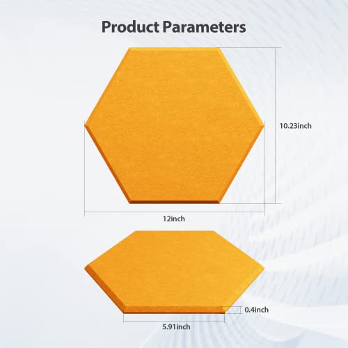 Image of 12 Pack Hexagon Acoustic Panels Self Adhesive Sound Proof Foam(Orange) | High density sound acoustic foam panel, 12 x 10.23 x 0.4in acoustic wall panels for home, office, studio, and more