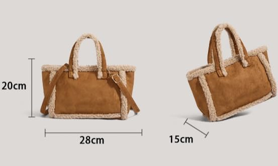 Faux Fur Shoulder Bag for Women – Vintage Chic Plush Tote Fleece Large Capacity Fashion Fuzzy Handbag Crossbody Purse - Image 8