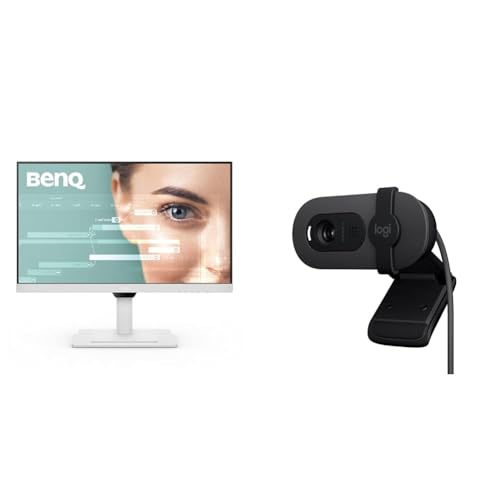 Image of BenQ GW2790QT Coding Monitor, 27 Inch (68.58 cm), IPS, 2K QHD 2560x1440, 75Hz, White, USB-C 65W PD, Coding Mode, 99% sRGB, Daisy Chain, Height Adjust + Logitech Brio 100 Full HD 1080P Webcam