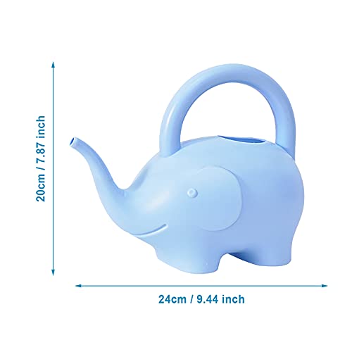 0.4 Gallon Mini Watering Can, Cute Elephant Wear-Resistant Plastic Water Pot with Ergonomic Handle,Easy Grip Watertight Smooth Edge Water Can for Indoor Outdoor Garden Potted Plants，Blue — view 2