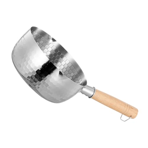 Holibanna Cazo De Leche De Acero Inoxidable Con Mango De Madera Olla De Sopa Engrosada Para Cocina Para Preparar Comida Complementaria y Sopas Caseras