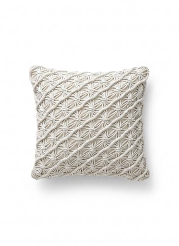 Image of Beautifull and Luxurious Handmade 100% Cotton Macrame Cushion Cover 16 inchx16 inch inch in Natural White Colour | Boho Cushion Cover in Premium Canvas Duck Fabric (2, WDM476)