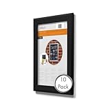 Deflecto Marco de presión A4, 10 unidades, elegante marco de aluminio negro para exhibición de pared, soporte para certificados y pósteres, con prácticos clips de apertura frontal