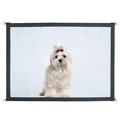 Puerta mágica Wanxuan para perros, Puerta de seguridad para mascotas, Puerta de malla plegable portátil Puertas de seguridad para bebés, Valla de seguridad para pasillo con 8 ganchos adhesivos