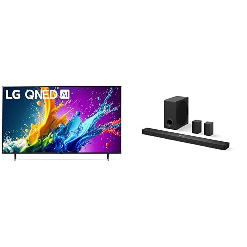 Image of LG 65 inch QNED80T 4K Smart TV with Magic Remote 7.1.3ch OLED evo Soundbar with Wireless Dolby Atmos and Rear Surround Speakers (2024)