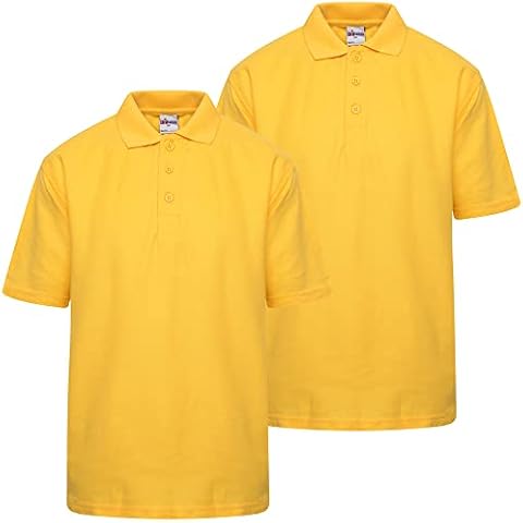 click2style Pack of 2 School Uniform Gold/Dark Yellow Polo T Shirts Plain Kids Shirt Boys Girls Tee Top Sports (11-12 Years) Cover