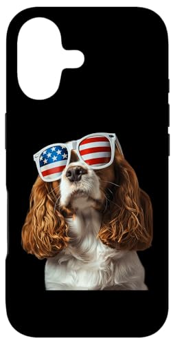 Cavalier King Charles Spaniel サングラス アメリカ国旗 スマホケース iPhone 17 用