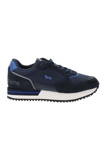 Materiale suola: Gomma Harmont & Blaine Sneakers Uomo in Pelle e Tessuto (Blu, 41)