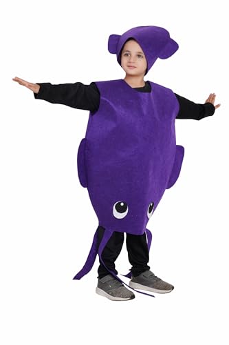 Image of Kaku Fancy Dresses Polyester Squid Cutout for kids, Water Animal Costume For Boys & Girls (Freesize /Only Cutout with Cap), Purple