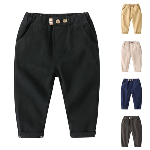 Baby Boys Toddler School Uniform Jogger Pants Elastic Waist Trousers with Pocket Solid Chino Pants Work Trousers