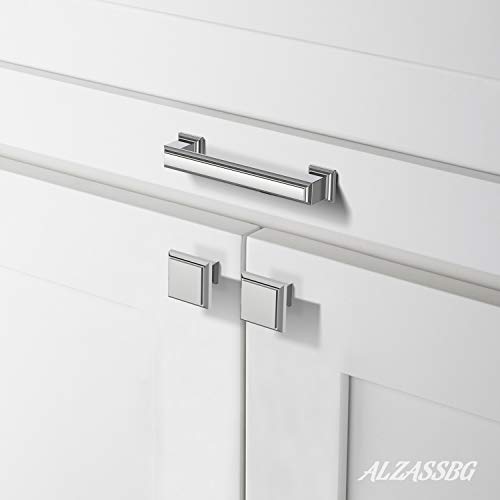 Alzassbg AL6071CP Polished Chrome, 1.3 Inch(32mm) Cabinet Hardware Square Knobs for Cupboard and Drawer 10 Pack - Thumbnail 2