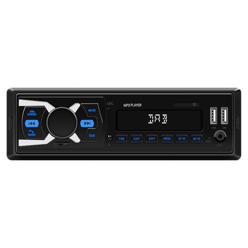SIXTOP Radio DAB con Bluetooth manos libres, radio 1Din para coche con radio FM/pantalla LCD de reloj, reproductor MP3, radio 1Din compatible con entrada AUX, RCA/USB reproducción/carga