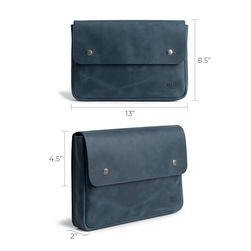 Image of Hide & Drink, Vintage Folder Document Holder, File Case, A5 Binder, Envelope Portfolio, Pencil Pouch, Full Grain Leather, Handmade, Slate Blue