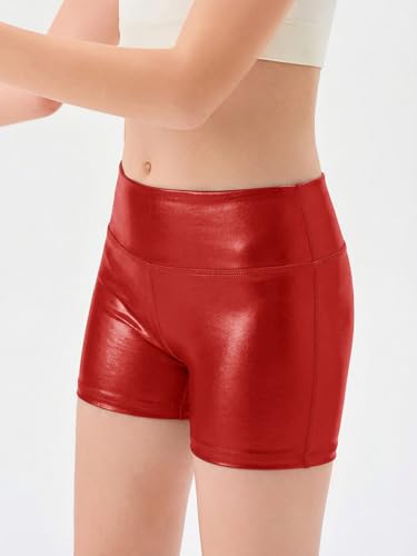 Image of Haloumoning Girls Athletic Shorts Kids High Waisted Yoga Dance Biker Shorts Comfy Gymnastics Shorts 5-14Y