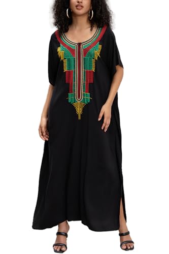 Robe de maillot de bain style caftan turc brodé avec fente latérale