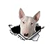 MDGCYDR Lustige Autoaufkleber Hund 13 cm X 4,9 cm Weißer Bullterrier Autoaufkleber Zerrissenes Metall Aufkleber Reflektierende Aufkleber Wasserdichtes Auto Styling Haustier Hund Aufkleber