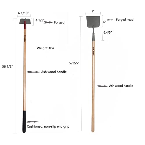 KYLIN 8-Piece Pro Long Ash Handle Garden Tools Set for Landscaping Agricture or Backyard,14-Gauge Shovels,Forged Rakes,Forged Weeding Hoe Scraper,Heavy Duty Bush Hook