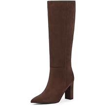 Modatope Knee High Boots Women Pointed Toe Chunky Heel Womens Boots Side Zipper Block Heel Dressy Boots