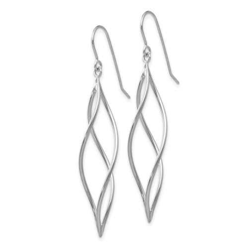 10k White Gold Polished Long Twisted Dangle Earrings 51x10mm Wide-Dangle Earring for Women3