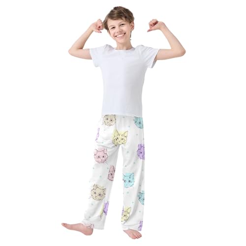 Boys' Pants Cats Kittens Colorful Dots Long Bottoms Jogger Pants Elastic Waist Trousers with Pockets S-XL2