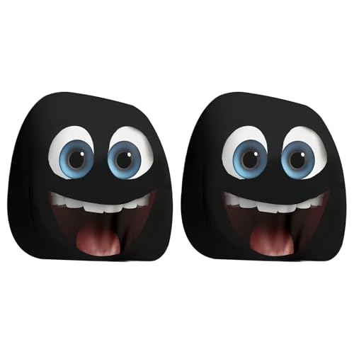 YNPQTDS Copriappoggiatesta Halloween per Auto - 2 Pezzi Traspirante Grandi Occhi Protettore per Poggiatesta Auto,Copriappoggiatesta Elastici Decorazione Halloween per Autista Passeggero Uomini e