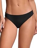 CRZ YOGA Low Waisted Bikini Bottom for Women - Cheeky Basic Bathing Swimsuit Swim Briefs Black X-Small