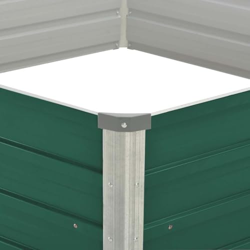 Potager carré en acier galvanisé vert 129x129x45 cm pour protéger vos plantes