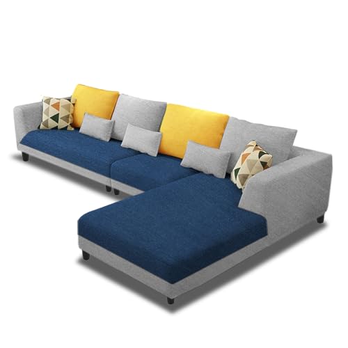 Image of Galib RHS 6 Seater L Shape Sofa Set for Living Room (Blue Grey Fabric) Premium Fabric Sofa