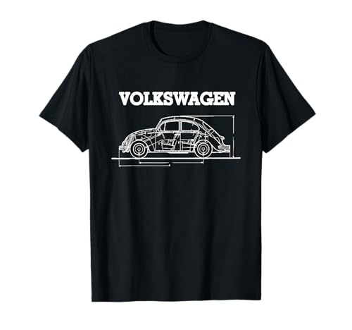 Volkswagen Beetle White Technical Diagram T-Shirt