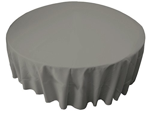 LA Linen Polyester Poplin Washable Round Tablecloth, Stain and Wrinkle Resistant Table Cover 90", Fabric Table Cloth for Dinning, Kitchen, Party, Holiday 90-Inch, Gray Dark, (TCpop90R_Drkgrey142)
