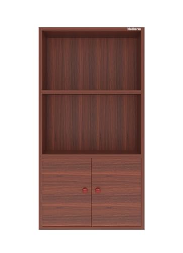 Image of Madhuran Engineered Wood Free Standing Almirah 2 Door Bookcase Organizer (Teak)