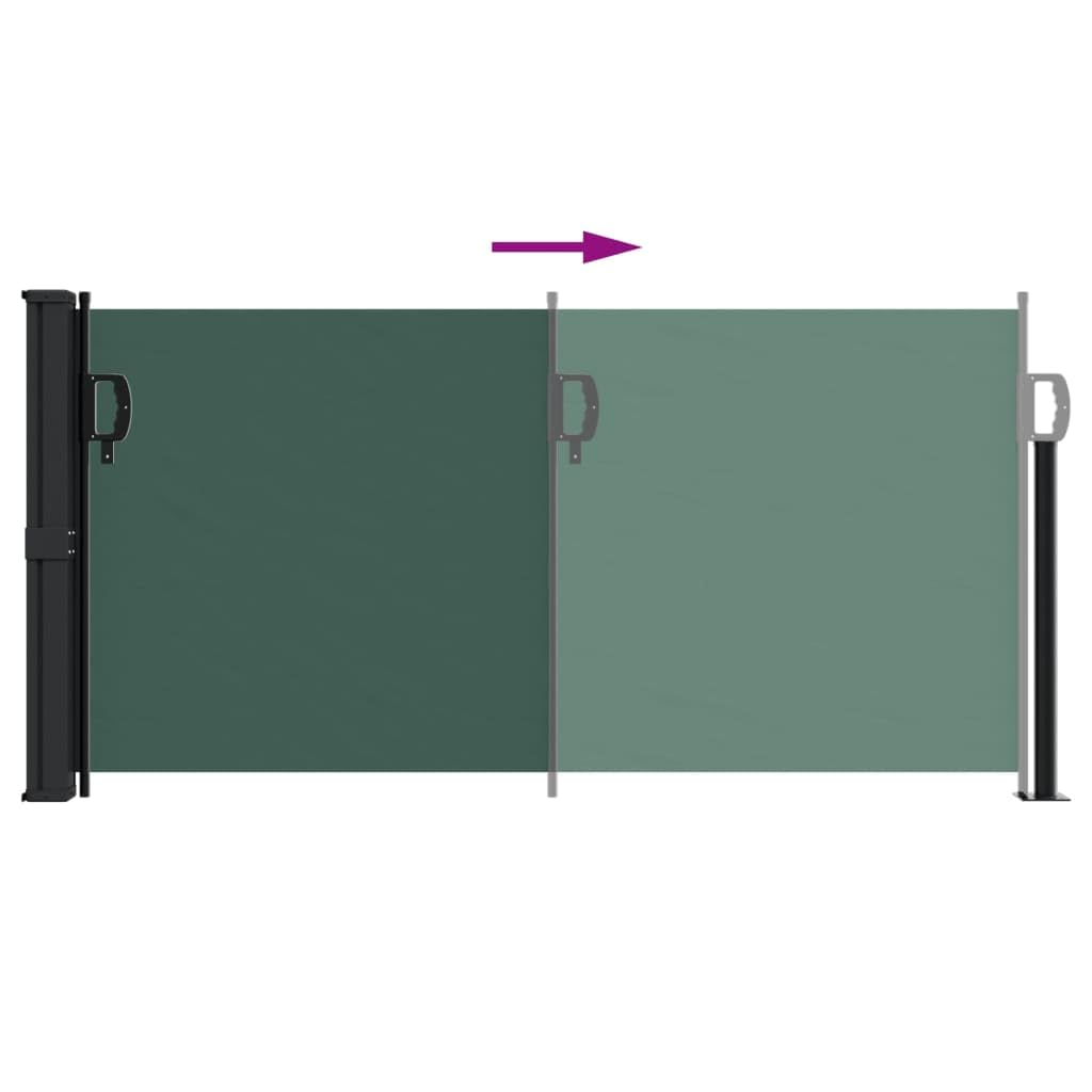 IKAYAA Toldo Lateral Retráctil, Pantalla Enrollable Mampara de Privacidad, Protector Solar a Prueba de Viento, para Balcón, Jardin, 100 x 500 cm Verde Oscuro