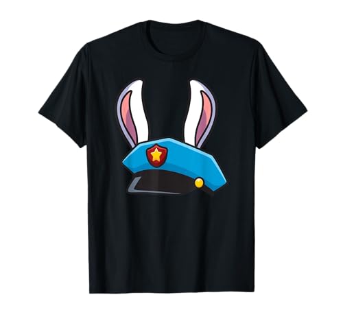Bunny Ears Police Hat Easter Day Cute Cop Boys Kids T-Shirt