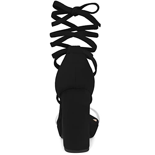 Image of Allegra K Women's Platform Lace Up Clear Chunky Heels Sandals
