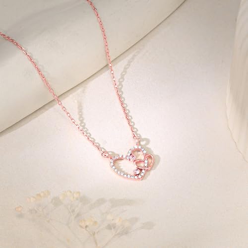 Image of GIVA 925 Silver Rose Gold Double the Love Necklace| Pendant to Gift Women & Girls | With Certificate of Authenticity and 925 Stamp | 6 Months Warranty