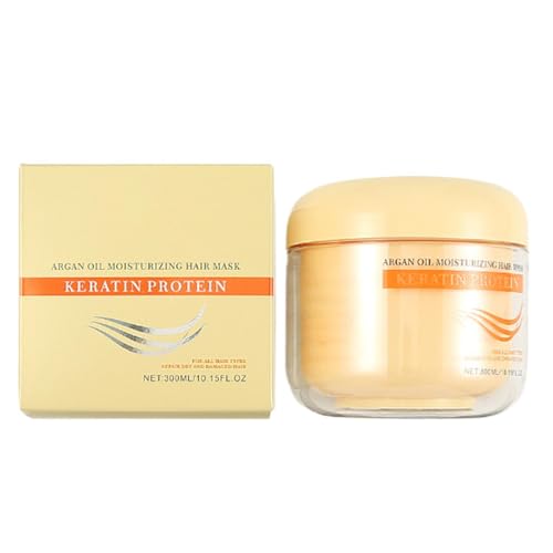 Cuidado Del Cabello Con Proteína De Queratina, Con Fórmula Hidratante Reparadora, 300ml, Mascarílla Capilar Hidratante Con Acéite De Argán, Tratamiento Nutritivo Para El Cabello, Fórmula Calmante Para