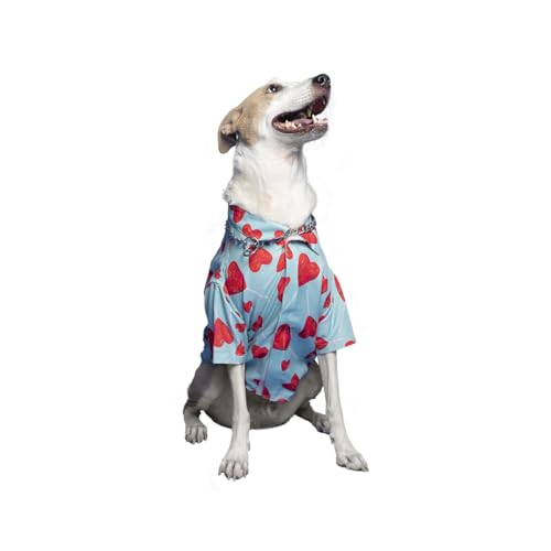 Image of Ezra Polyester Blend Dog Shirt - Heart Stick, X-Small | Lightweight & Breathable Outfit for Dogs | Stylish & Comfortable Pet Clothing and Outings