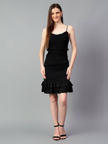 Image of KOTTY Polyester Blend Peplum Knee-Length Womens Dress