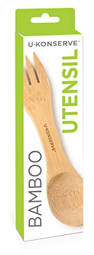 U Konserve Bamboo Utensil Spork - Reusable Cutlery Spoon and Fork - Natural Lightweight Wood for Zero Waste Lunchbox and Travel - Eco-Friendly - BPA Free