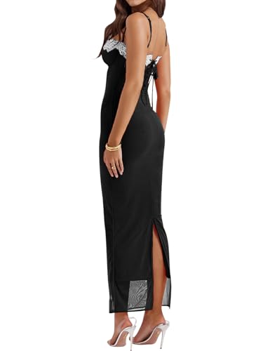 Image of Zebaexf Women Slip Maxi Dress Sleeveless Backless Bodycon Party | Soft stretch fabric, open-back straps, slim bodycon shape, party, prom, vacation and cocktail looks