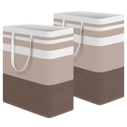 Pacote com 2 cestos de lavanderia grandes HomeHacks, à prova d'água, cesto de roupa independente, cesto de roupas alto dobrável com alças estendidas para roupas brinquedos no dormitório e família