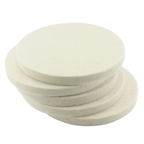 JUNLIXN 5pcs 4 Inch Wool Felt Polishing Pads, Wool Polishing Pad Buffing Wheels Flocking Hook & Loop Back for Random Orbital Sander