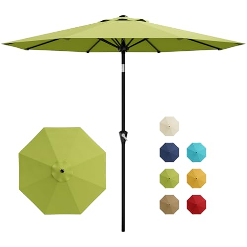 GarveeLife 9FT Umbrella Outdoor Patio, Table Umbrella with Push Button Tilt and Crank, 8 Sturdy Ribs Waterproof UV Protection for Garden, Pool, Deck, Backyard, Market (Fruit Green)